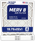 Filter King 19.75x22x1 Air Filter | 4-PACK | Carbon MERV 8 HVAC Pleated A/C Furnace Filters | MADE IN USA | Actual Size: 19.75 x 22 x .75"