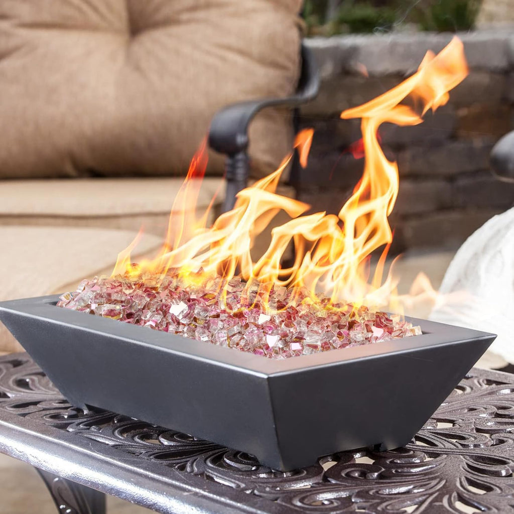 Onlyfire 10 pounds Fire Glass for Propane Fire Pit and Gas Fireplace, 1/4 Inch Reflective Firepit Glass Rocks for Fire Pit Table and Fire Bowl, High Luster Rose Gold