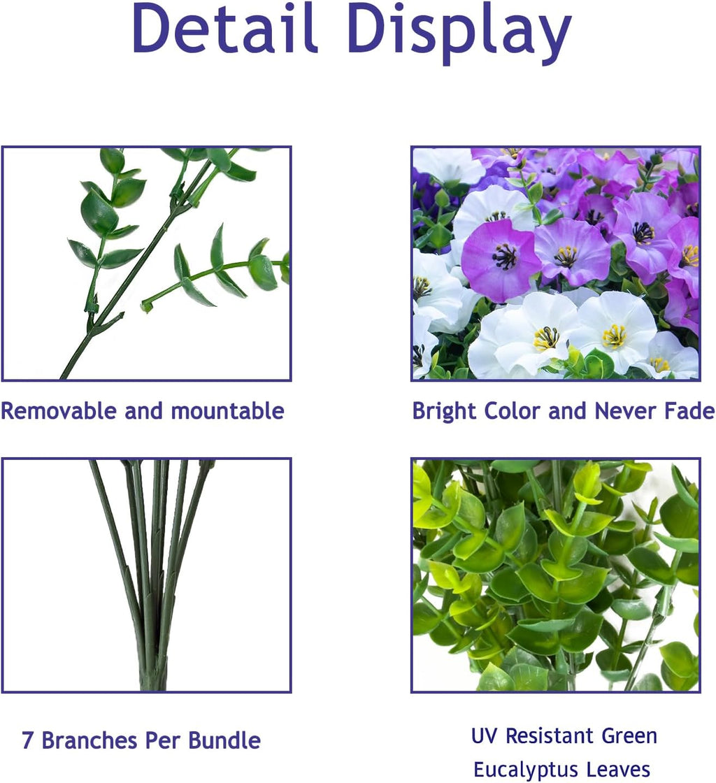 Artificial Flowers for Outdoors,UV Resistant Artificial Outdoor Flowers,Not-Fading Faux Flowers for Outdoor Planters for Front Door Porch Yard Patio Garden Home Decor,12 Bundles Mix 3 Colors