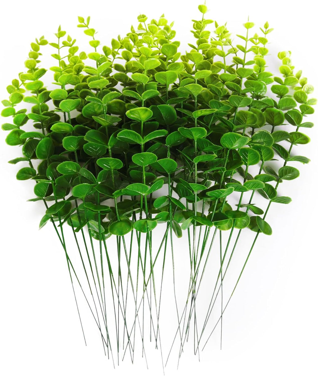 RECUTMS 36Pcs Green Eucalyptus Leaves Stems 15 inch Artificial Eucalyptuses Leaf Branches Faux Tender Greenery Picks Spring Wedding Centerpiece Flower Bouquet Arrangement Christmas Office Home Decor