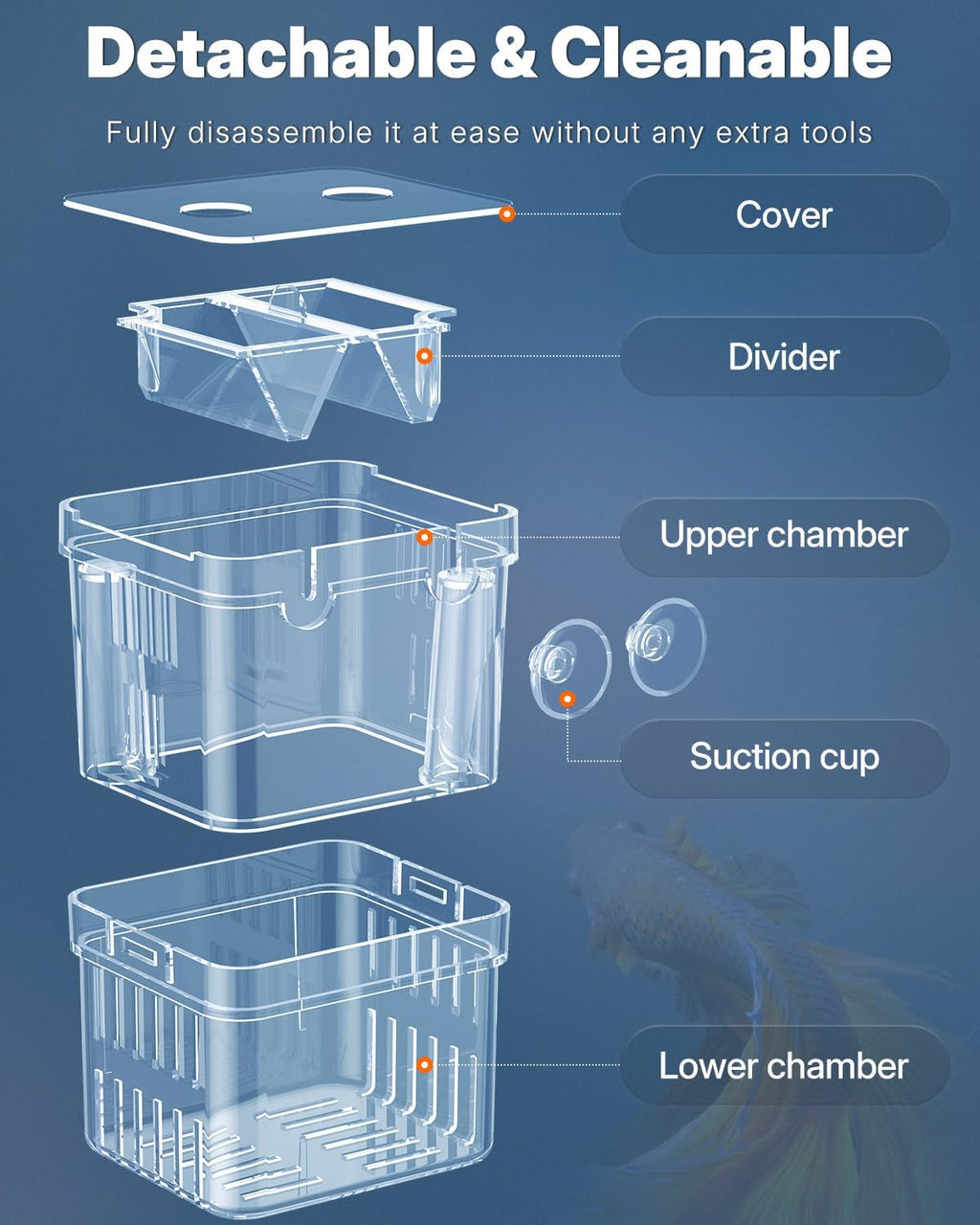 Pawfly Small Aquarium Fish Breeding Box for Fry Hatchery, Shrimp & Aggressive Fish Isolation