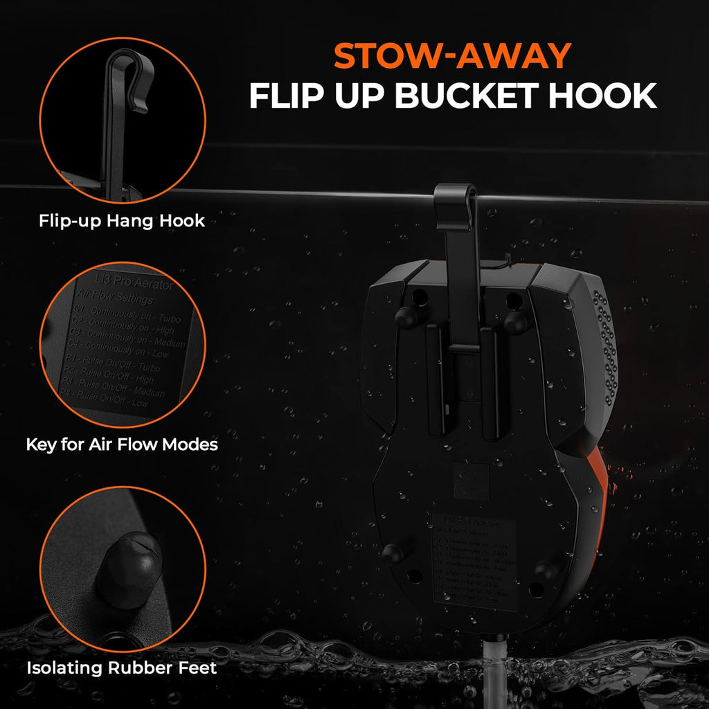KastKing Li3 Rechargeable Live Bait Aerator, Lithium-Ion Battery, LCD Runtime Display, Large Aeration Stone, Aerator for Fish and Bait Buckets
