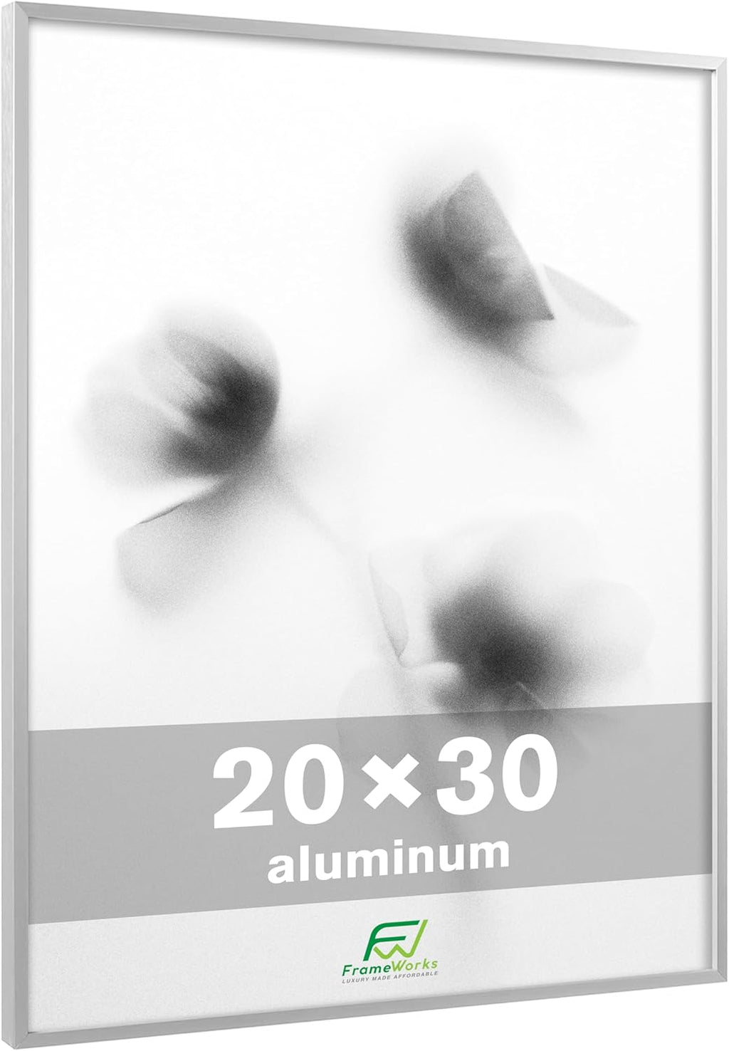 FrameWorks 20x30 Brushed Aluminum Poster Frames – Modern Brushed Metal Design w/Shatterproof Plexiglass, Perfect for Posters, Artwork, Paintings, Wall Displays – Home or Office Decor, Silver - 1 Pack