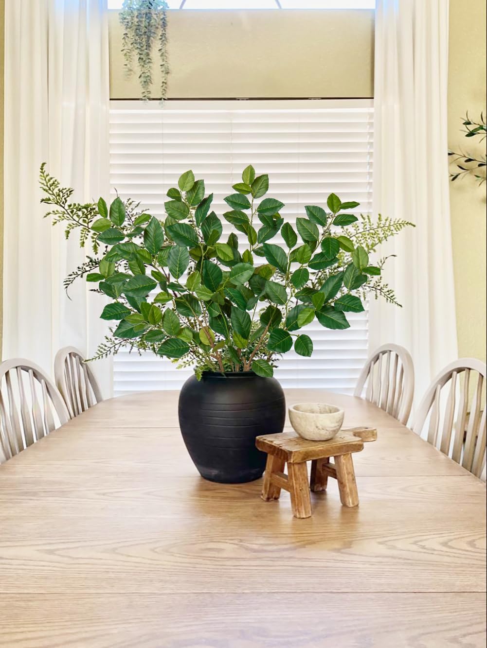 Briful 3PCS Artificial Greenery Stems Fake Plants, 35'' Long Stem Faux Camellia Branches, Real Touch Year Round Tea Leaf Branches Artificial Plants for Home Farmhouse Wedding Centerpiece Decor