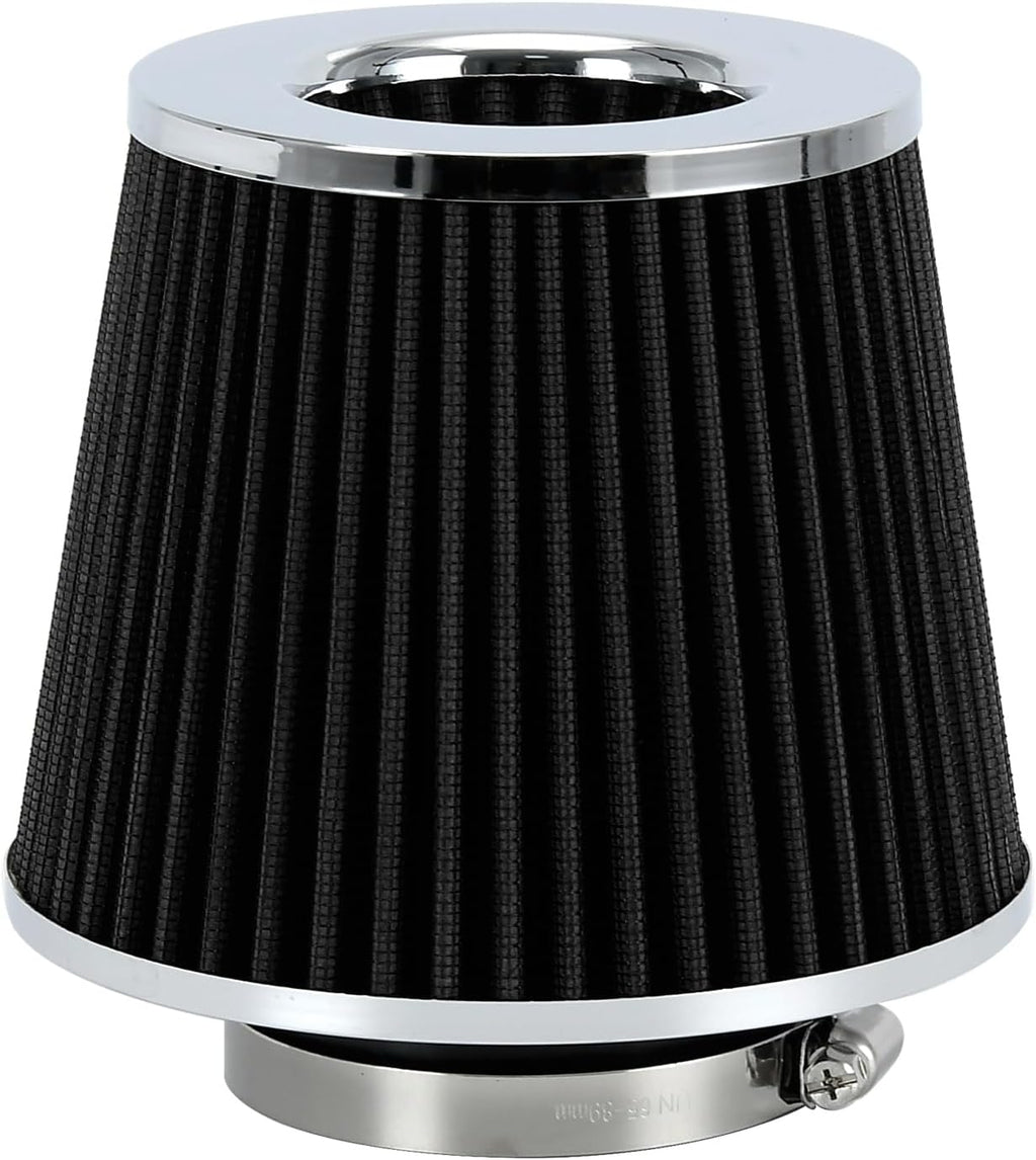 PTNHZ Universal Black 3" 76mm High Flow Cold Air Intake Cone Air Filter Power Intake Air Inlet System Air Cleaner