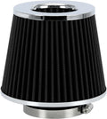 PTNHZ Universal Black 3" 76mm High Flow Cold Air Intake Cone Air Filter Power Intake Air Inlet System Air Cleaner