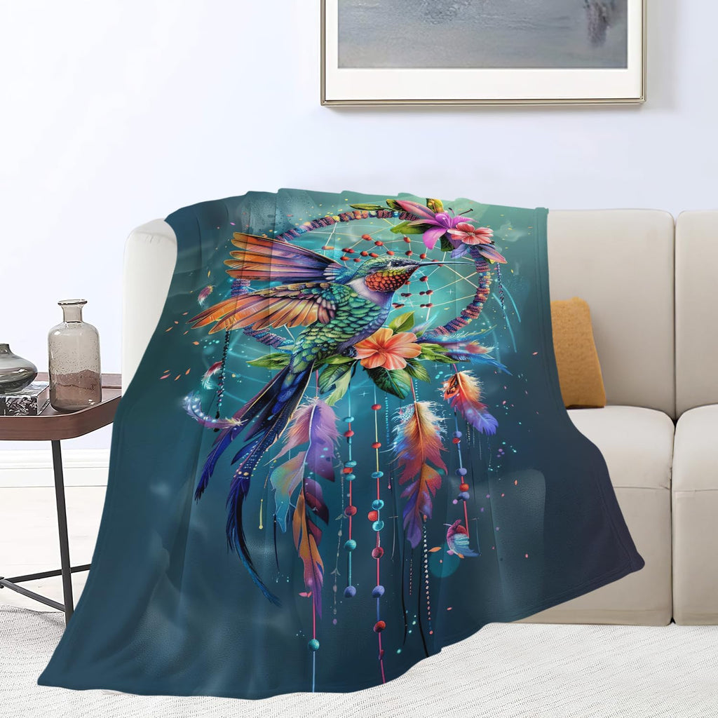 Hummingbird Throw Blanket Hummingbird Bird Stuff Gifts for Kids Girls Boys Adults Women Man Soft Cozy Warm Plush Fluffy Fuzzy Fleece Blanket Decor 40''X50''