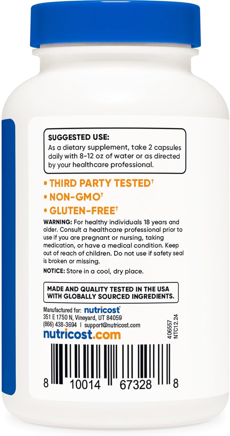 Nutricost Bacopa Monnieri 1,000mg, 120 Capsules (60 Servings) - Non-GMO, Gluten Free, and Vegetarian Friendly (Pack of 2)