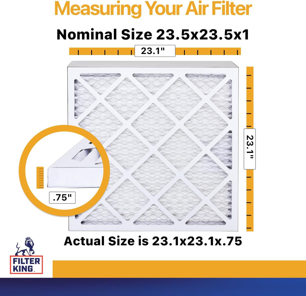 Filter King 23.5x23.5x1 Air Filter | 4-PACK | MERV 13 HVAC Pleated A/C Furnace Filters | MADE IN USA | Actual Size: 23.5 x 23.5 x .75"