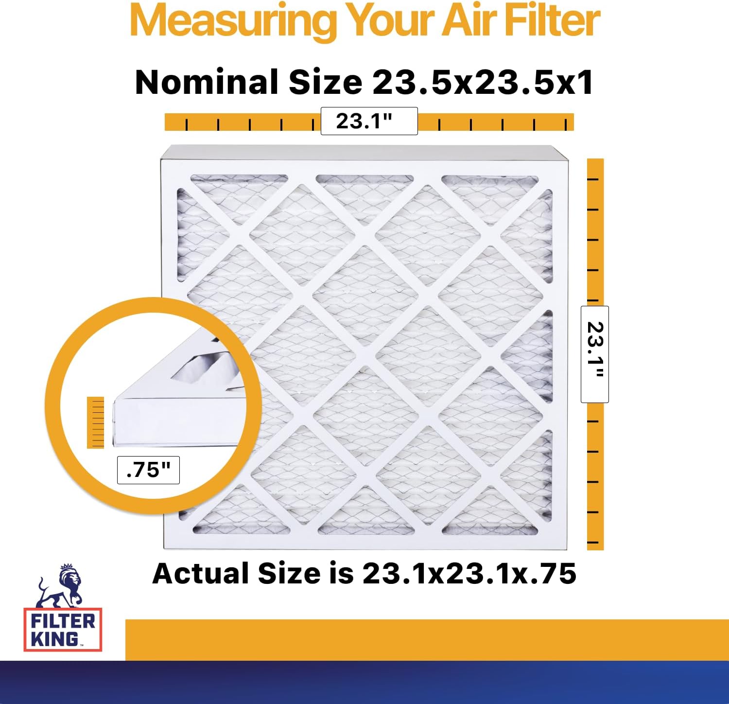 Filter King 23.5x23.5x1 Air Filter | 4-PACK | MERV 13 HVAC Pleated A/C Furnace Filters | MADE IN USA | Actual Size: 23.5 x 23.5 x .75"