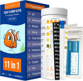 11 in 1 Aquarium Test Strips - 150 Counts Freshwater & Saltwater Fish Tank Water Test Kit, Quick Accurate Testing for pH, Ammonia, Nitrate, Nitrite, GH, KH, Alkalinity, Chlorine,Carbonate,Temp,More