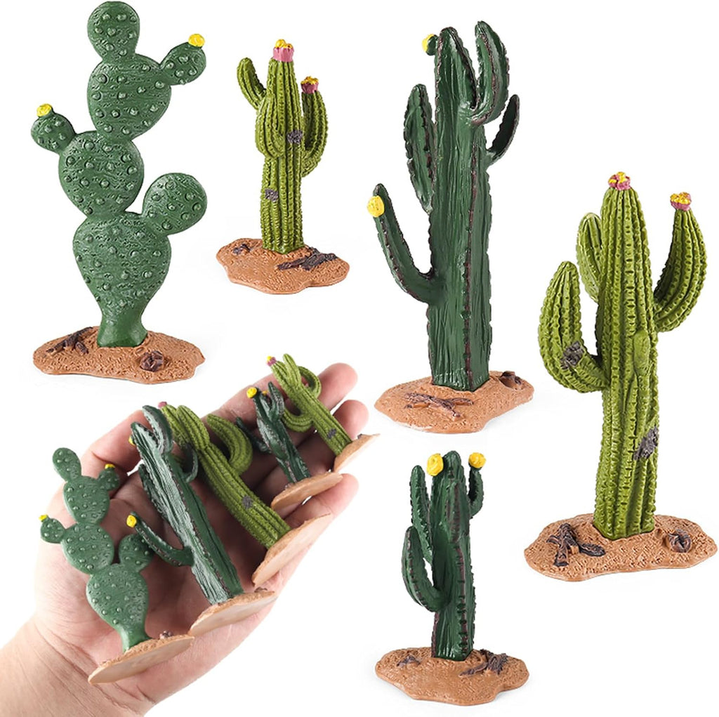 EOIVSH Desert Animal Figurines Set with Model Cactus - Artificial Greenery Plant Fake Cacti - Desert Diorama Project - Great for Sand Table Landscape Scene Accessories Decoration