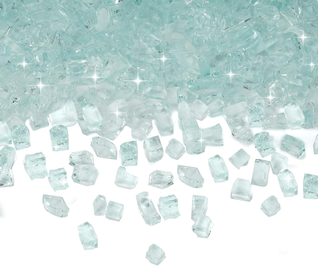 Skyflame High Luster 10-Pound Regular Fire Glass for Fire Pit Fireplace Garden Landscaping Crystal Ice 1/2" Size