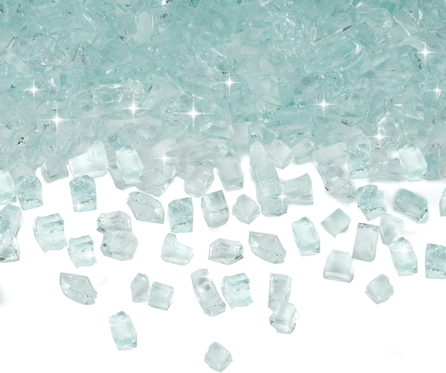 Skyflame High Luster 10-Pound Regular Fire Glass for Fire Pit Fireplace Garden Landscaping Crystal Ice 1/2" Size