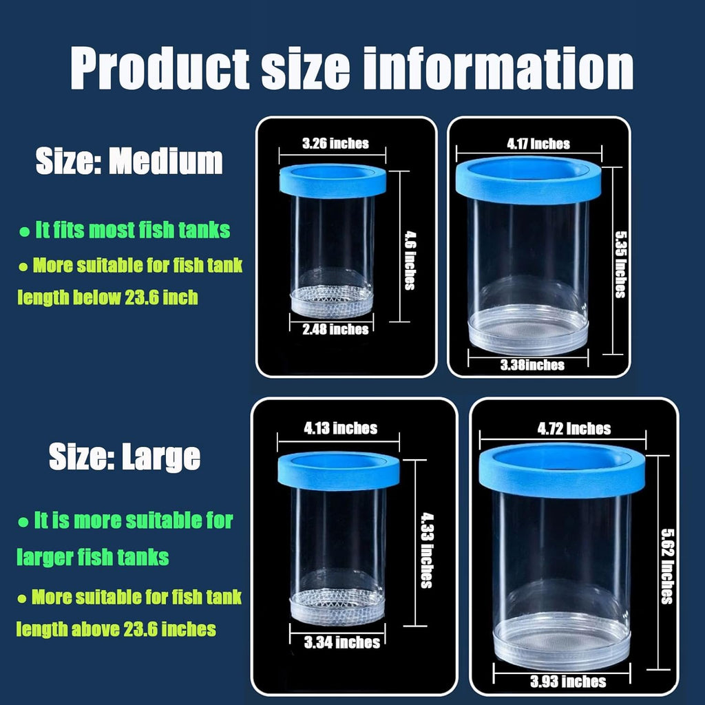 Breeder Box for Fish Tank, Plastic Aquarium Breeding Chamber, Floating Mesh Isolation Hatchery Incubator for Small Fish, Betta Shrimp Clownfish Guppy - Adjustable Nursery Tank Divider (Blue, Medium)