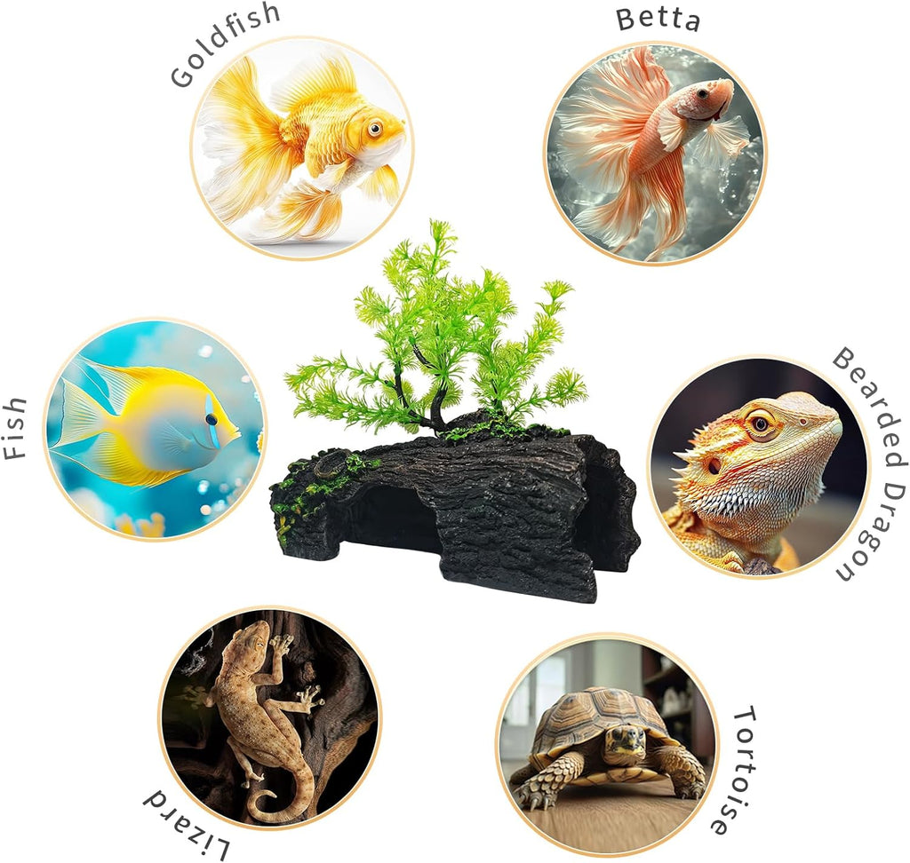 Fish Tank Decorations Aquarium Supplies Accessories Turtle Hideout Ornaments Fish Decor Bark Large Reptile House Cave Axolotl Hides