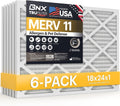 BNX TruFilter 18x24x1 Air Filter MERV 11 (6-Pack) - MADE IN USA - Allergen Defense Electrostatic Pleated Air Conditioner HVAC AC Furnace Filters for Allergies, Dust, Pet, Smoke, Allergy MPR 1200 FPR 7
