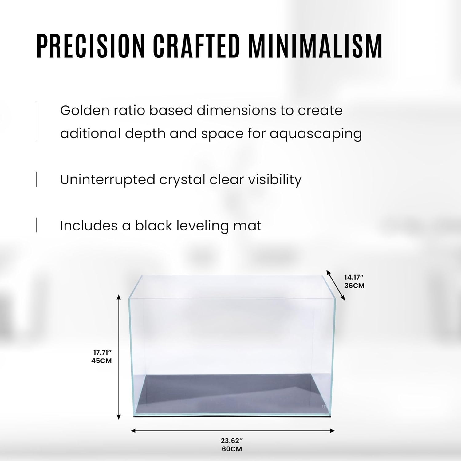 UNS Ultra Clear Rimless Tank - 25.6GAL | 97.2L - 23.62x14.17x17.71 | 60x36x45 CM, 6mm Glass Thickness, Leveling Mat Included - Low Iron, High Clarity Fish Tank w/ 45° Mitered Edge - [60T]