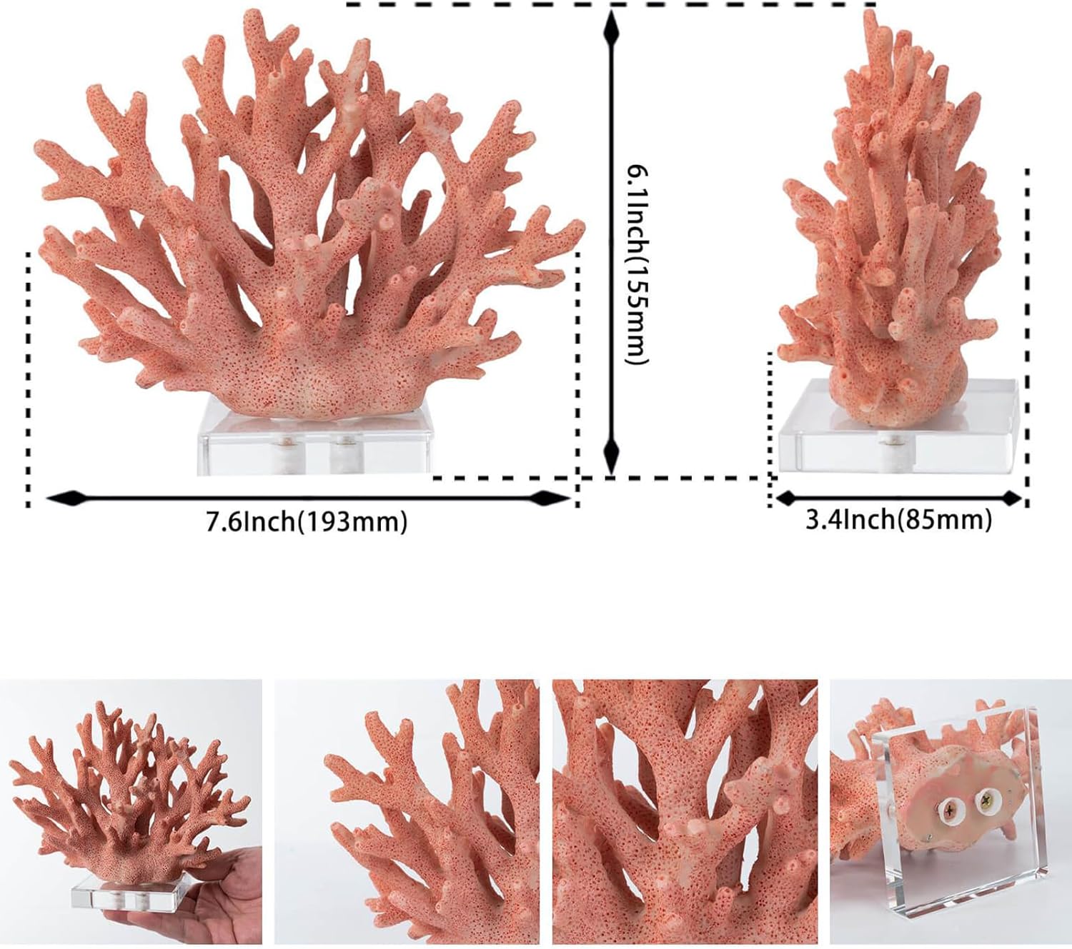 Coral Reef Decor Faux Coral Decor Resin Coral Home Decoration Coral Standing Décor Coral Sculpture with Acrylic Base Pink