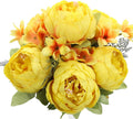 Duovlo Artificial Peony Silk Flowers Fake Flowers Vintage Wedding Home Decoration,Pack of 1 (Yellow)