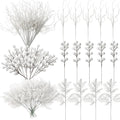 75 Pcs Christmas Glitter Branches 3 Styles Artificial Christmas Picks Berries Stems Pine Needles Floral Twig Spray for Xmas Tree Ornaments DIY Wreath Garland(White)