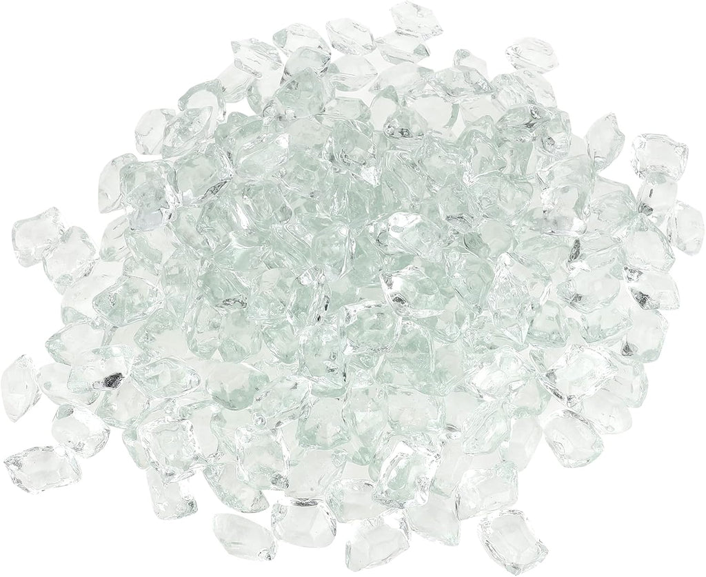 Onlyfire 1/2-Inch Polygon Fire Glass, 10 Pound Pack Glass Rock for Fireplace Fire Pit & Lanscaping, High Luster Crystal