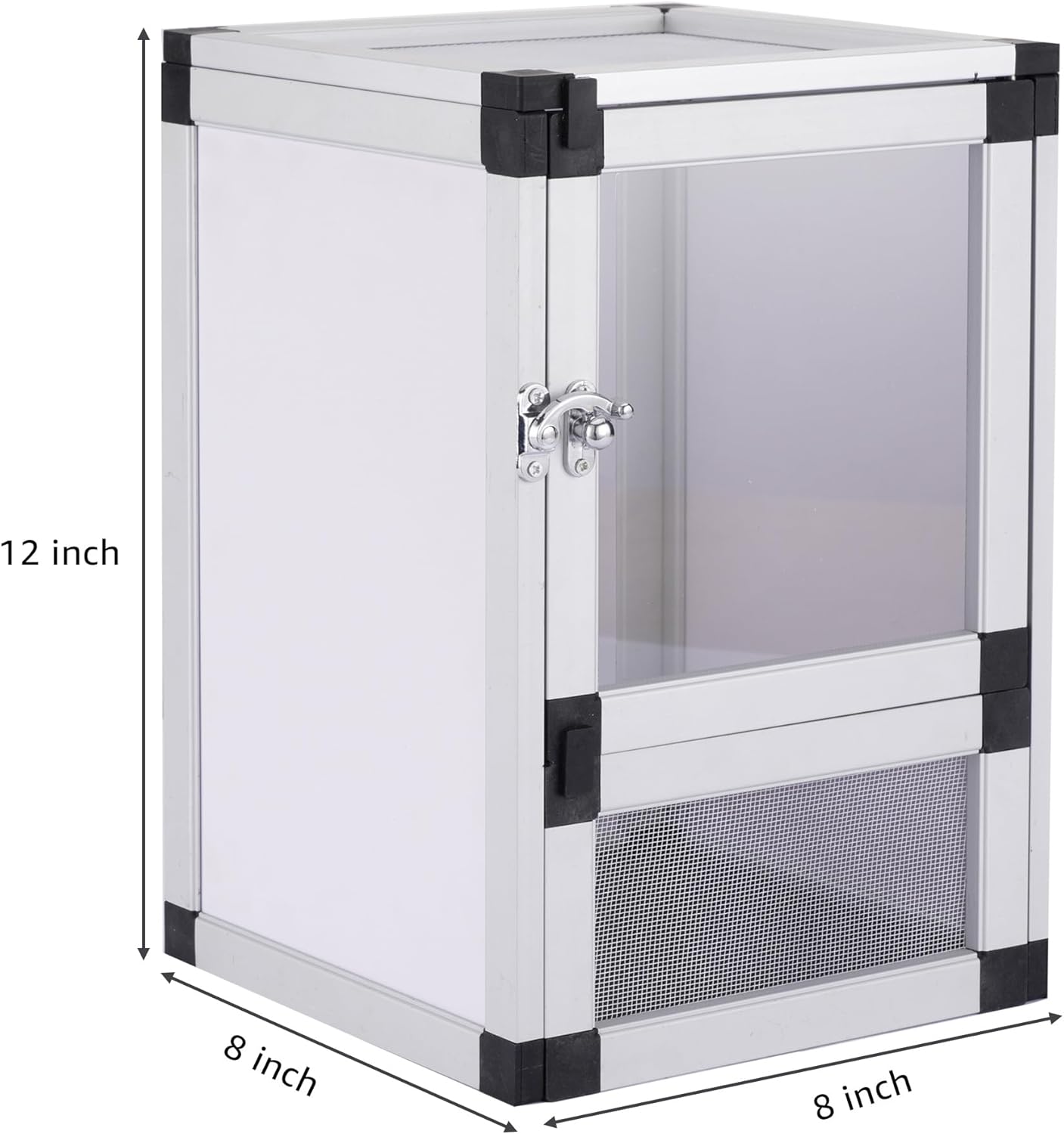 Jumping Spider Enclosure, Small Reptile Cage Hatching Habitat, Toxirium 8" x 8" x 12" Screen & Acrylic Doors, Ventilated Terrarium for Lizards, Snakes, Frogs, Easy Assembly, Two Doors