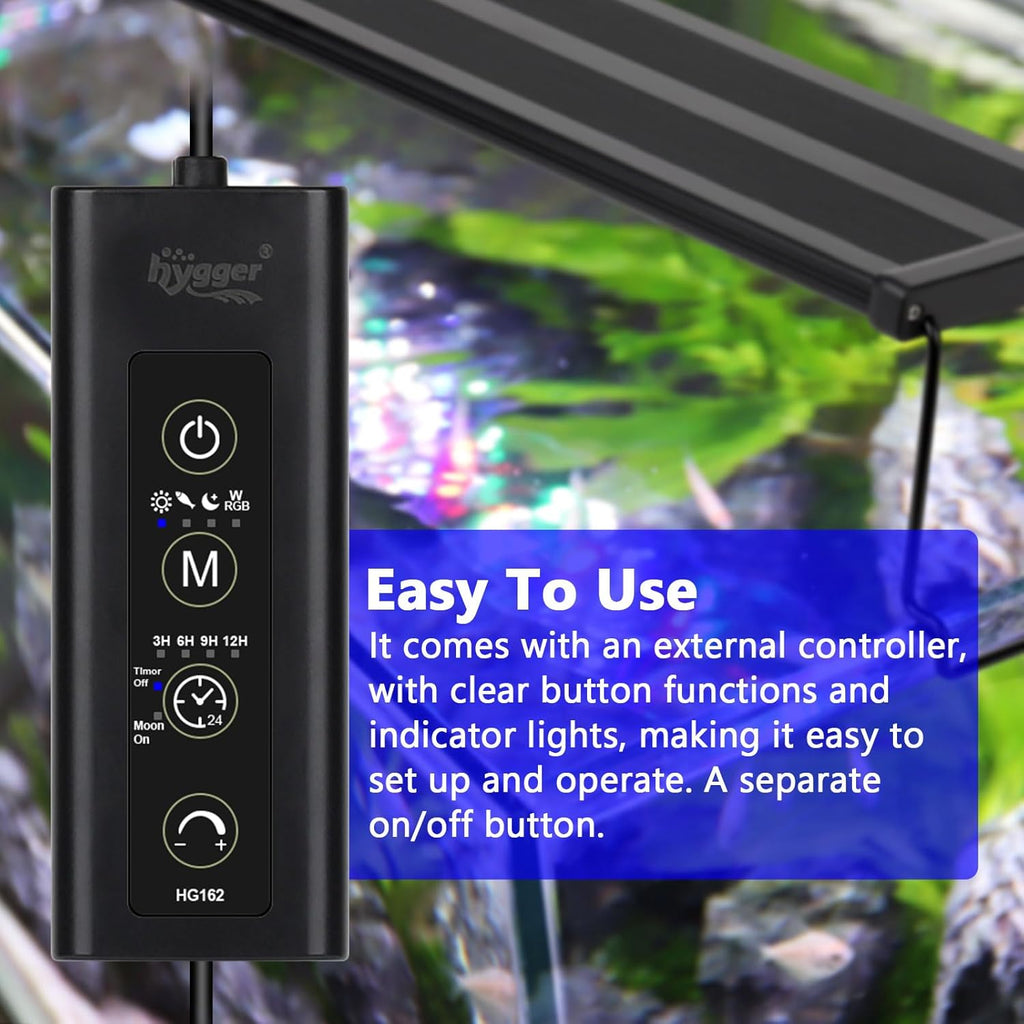 hygger New Mode 24/7 Timer LED Aquarium Light, Auto On Off Full Spectrum Fish Tank Light Fish Colorful/Sun/Nightlight/Wrgb Cycle Mode for Freshwater Plants Tank (for 45in~50in Long Tank)