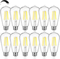12Packs ST64 Large Vintage LED Edison Bulbs, 60W Equivalent 7W, 800Lumens, Dimmable Antique LED Filament, 5000K Cool White, E26 Medium Base Light Bulbs High Brightness Clear Glass for Bedroom Office