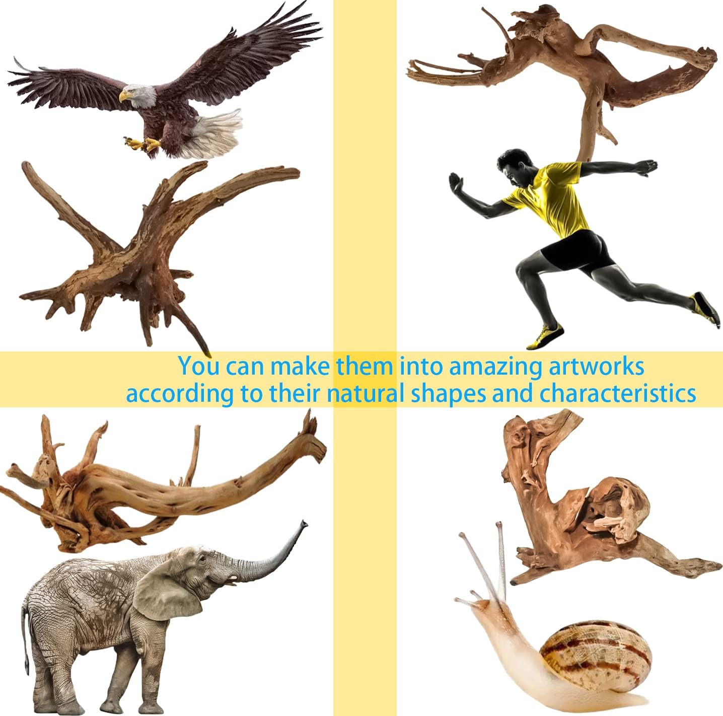 Vmiapxo 8 Pieces Natural Driftwood for Aquarium Decor, Assorted Sinkable Spider Wood, Reptile Drift Wood Branches Fish Tank Decorations (3.15''-4'')