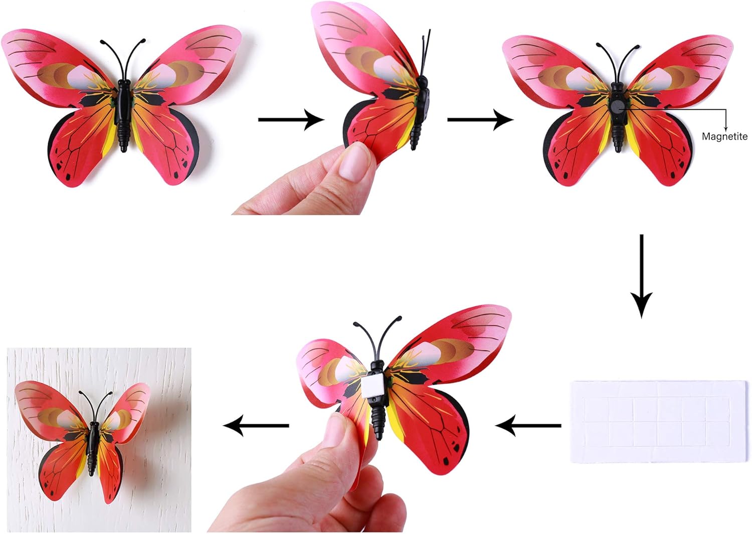 LiveGallery 72 PCS 6 Colors Removable 3D DIY Beautiful Butterfly Wall Decals Colorful Butterflies Art Decor Wall Stickers Murals for Kids Baby Boy Girls Bedroom Classroom Offices TV Background