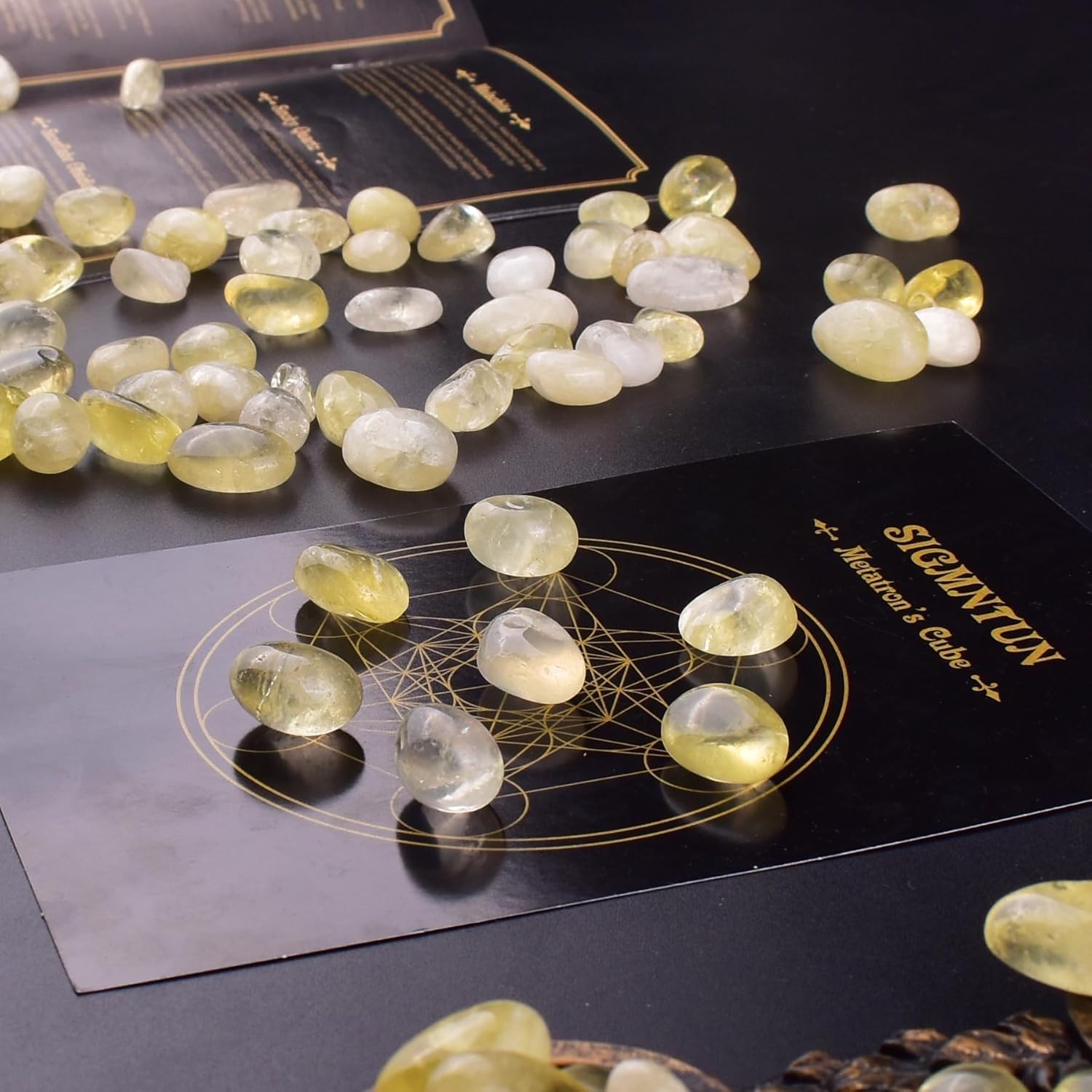 Polished Citrine Crystal Chips Set, 128 Pcs 0.4" inches - Handpicked Tumbled Stones and Crystals Bulk for Healing, Reiki, Meditation, Witchcraft and Home Decor