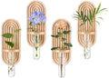Glasseam Hanging Plant Propagation Stations: Rustic Wall Planter Set of 4 Planters for Indoor Plants Wood Plant Holder Decorative Glass Terrarium Test Tube Propogation Vase for Home Office Decor