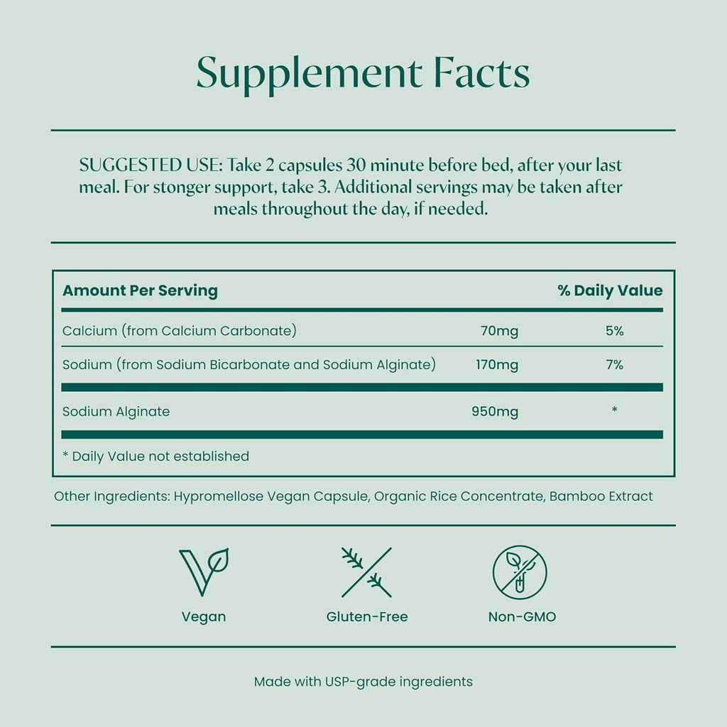 Khelp All-Natural Reflux Support – Premium Alginate Supplement | GERD, Heartburn, LPR & Acid Reflux | Drug-Free, Designed for Daily Use | No Dyes or Flavors | 60 Vegan Capsules