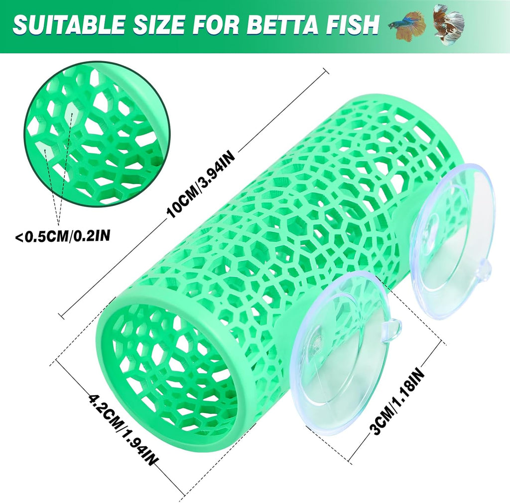 Abizoo Betta Fish Tunnel Hideout for Aquarium Decoration Hollow Coral Design Smooth Finish, Fish Tank Accessories Habitat Cave for Betta Shrimp Guppies Neon Tetras Zebra Danios Small Fishes,Mint Green