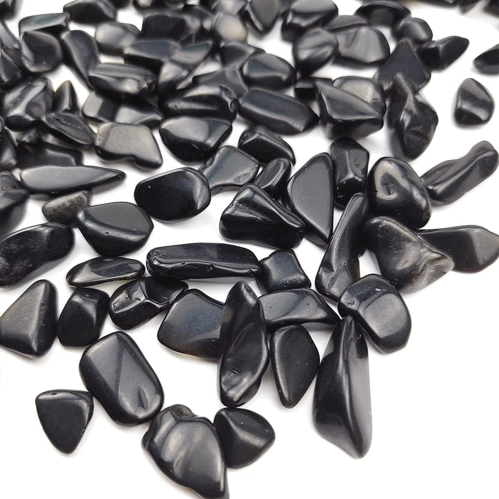 WAYBER 1 Lb/460g Black Obsidian Quartz Crystal Stones Irregular Decorative Rocks Aquarium Pebbles Gravels for Fish Turtle Tank/Succulent Plants/Air Plants Decoration (Fill 1 Cup)