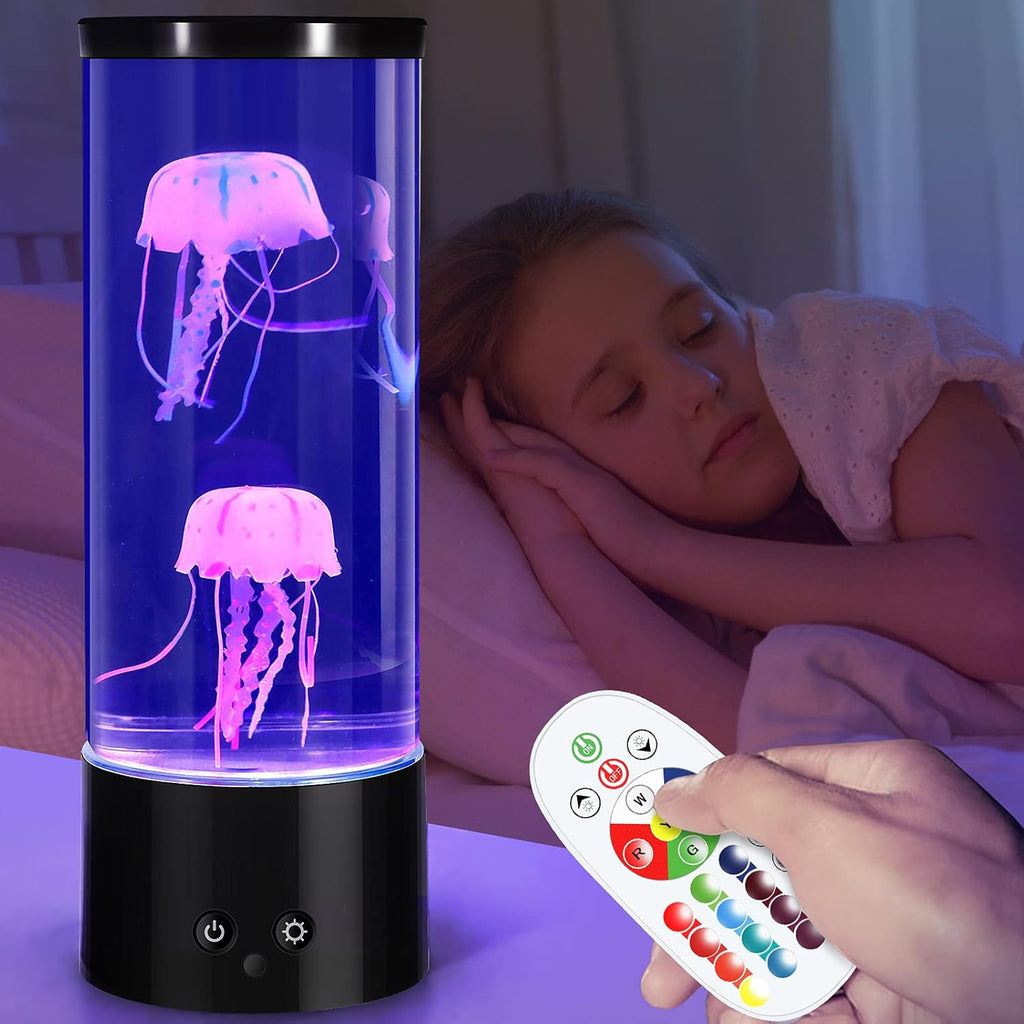 PEN&H Jellyfish Lamp,LED Jelly Fish Tank Lights,Sleep Aid Night Light -7 Color Changing LED Jellyfish Aquarium Mood Lamp for Home Office Desktop Decoration