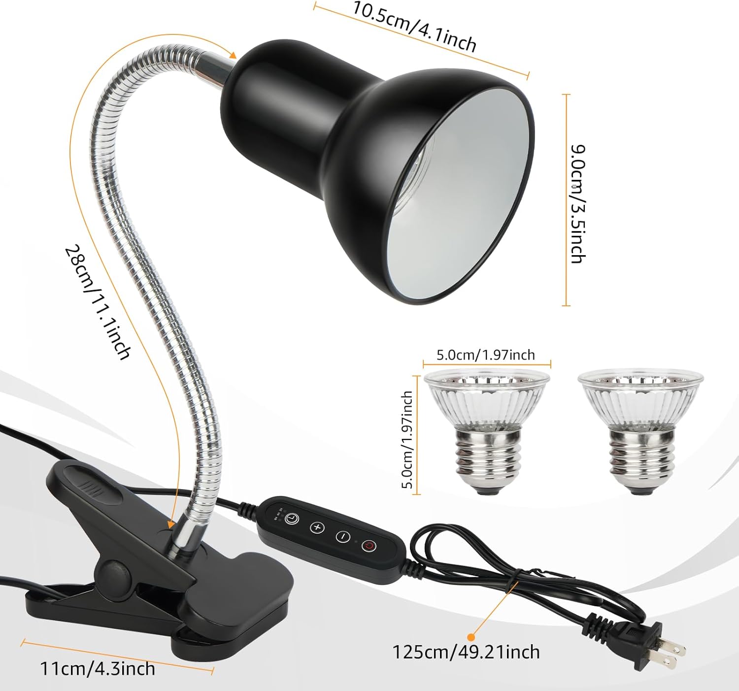 Reptile Heat Lamps, UVA/UVB Turtle Heat Lamp,Turtle Aquarium Light Bulbs, Heating Lamps with Cycle Timer, 360° Rotatable Heat Lamp for Lizard Turtle Snake Aquarium Aquatic Plants,2 Heat Bulbs 110V