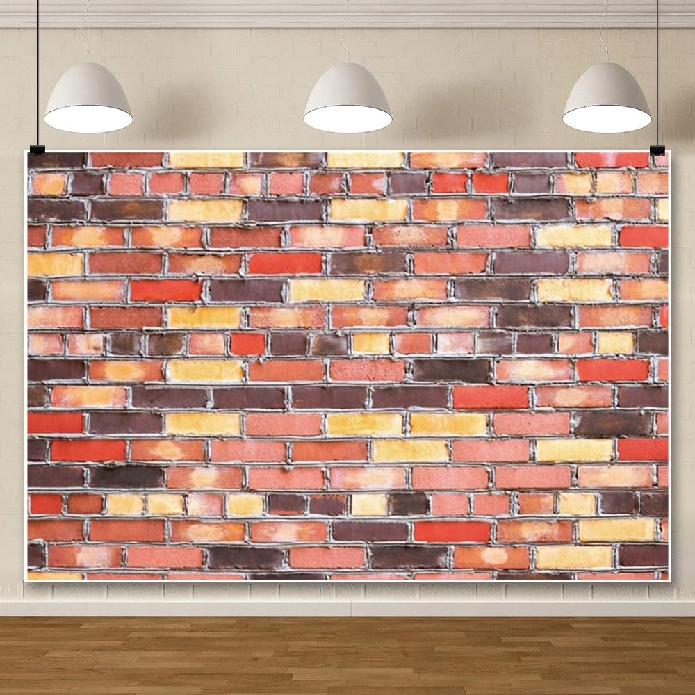 ChloropLastid 12x8ft Brick Wall Backdrop Retro Art Multi Brick Wall Background Rural Style Wall Texture Countryside Photography for Newborn Birthday Baby Shower Party Decor Photo Props