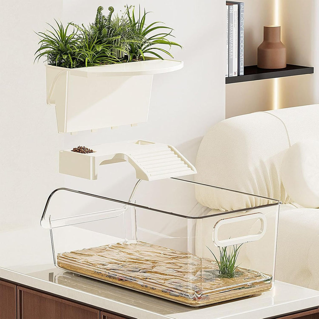 Turtle Tank – PET PP 28.5x14.5x13cm | Reptile Terrarium | Turtle Breeding Box for Pet Housing, Aquarium Setup, and Daily Turstle Care Use