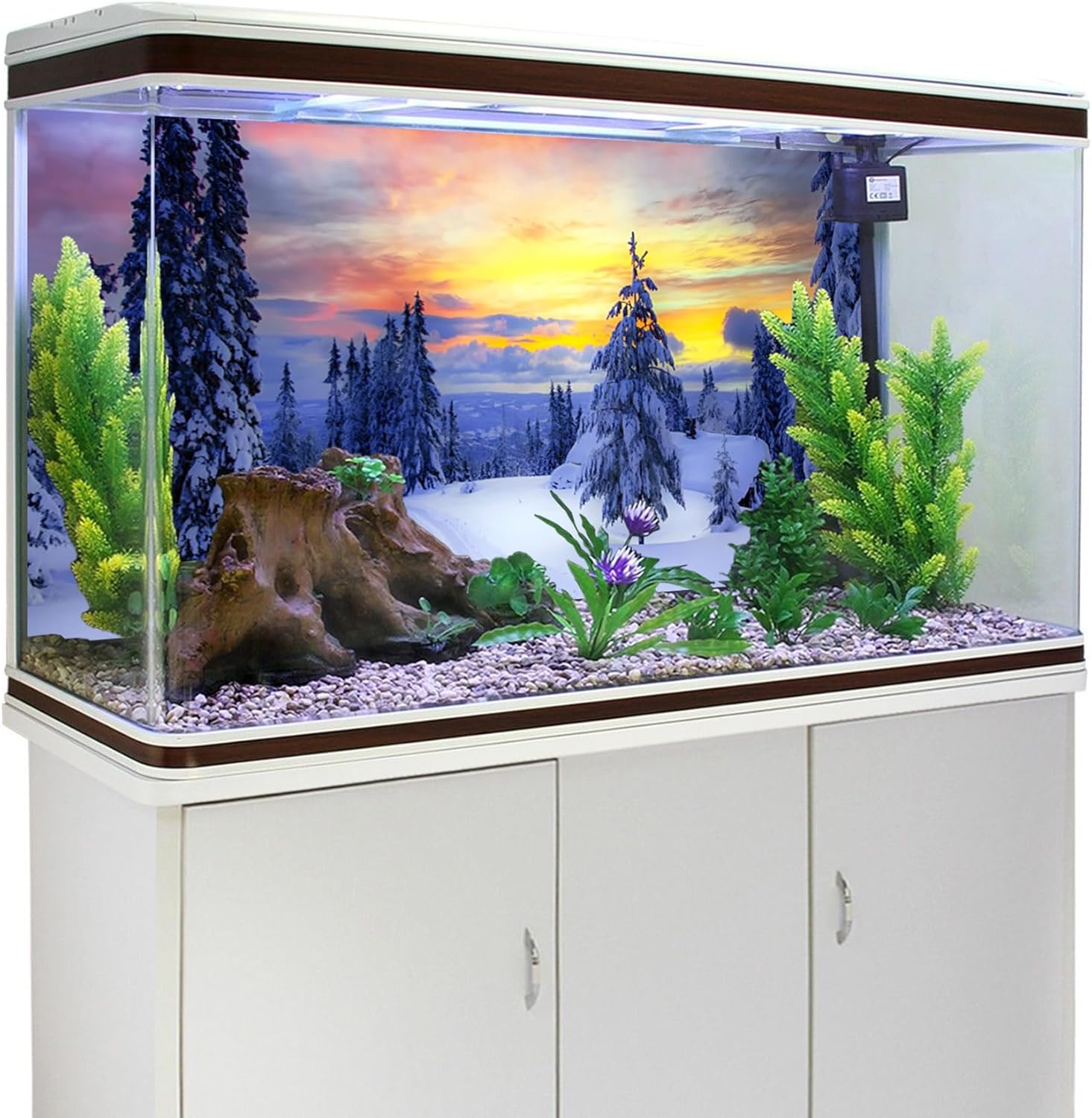 YongFoto Fish Tank Background 72x24 inch Winter Snow Scene Aquarium Backdrop for Reptile Terrarium & Bearded Dragon Habitat