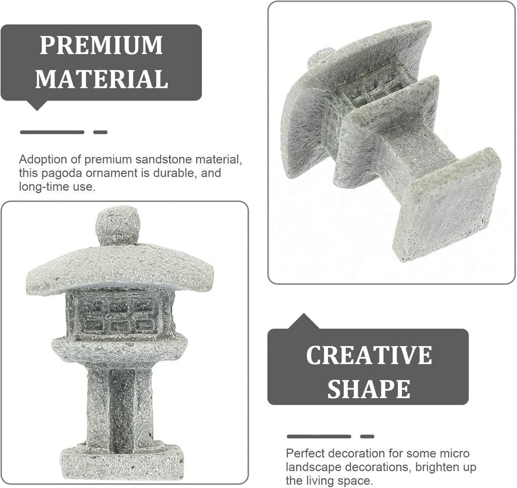 Yardwe Miniature Pagoda Statue 4Pcs Japanese Lantern Stone Statues for Zen Garden Micro Landscape and Fish Tank Decoration