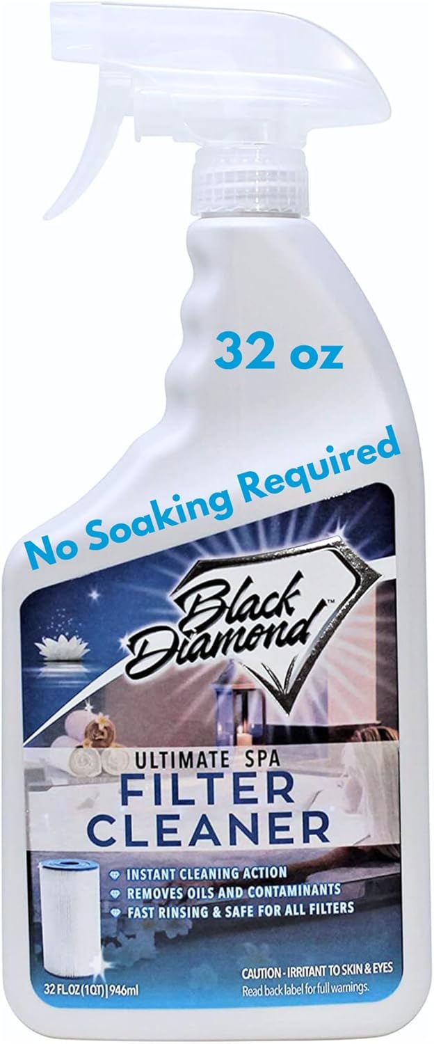 Black Diamond Stoneworks Ultimate Spa Filter Cleaner Fast-Acting Spray. Instant Clean for Hot Tub & Pool Filters Leaving Behind no Sticky Residue. Prolongs Filter Life and Pool Equipment. No Soaking