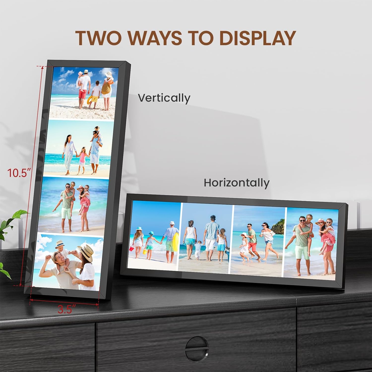 Heimlove 4x11 Metal Lawrence Frame,Black Aluminum Photo Frames-Real Tempered Glass,Tabletop Display,Mounting Horizontally or Vertically Decor for Wall-1Pack