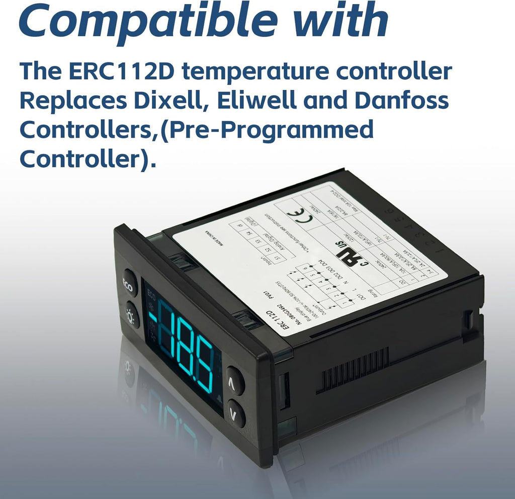 ERC112D Temperature Controller Kit, New BEV Air 00C30-123D-03 Temperature Controller with Dual NTC Sensor Probes, Compatible with Beverage Air Refrigerators
