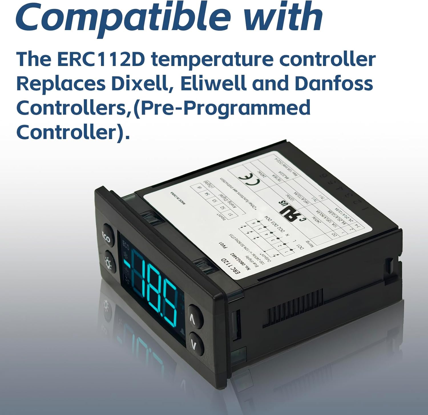 ERC112D Temperature Controller Kit, New BEV Air 00C30-123D-03 Temperature Controller with Dual NTC Sensor Probes, Compatible with Beverage Air Refrigerators