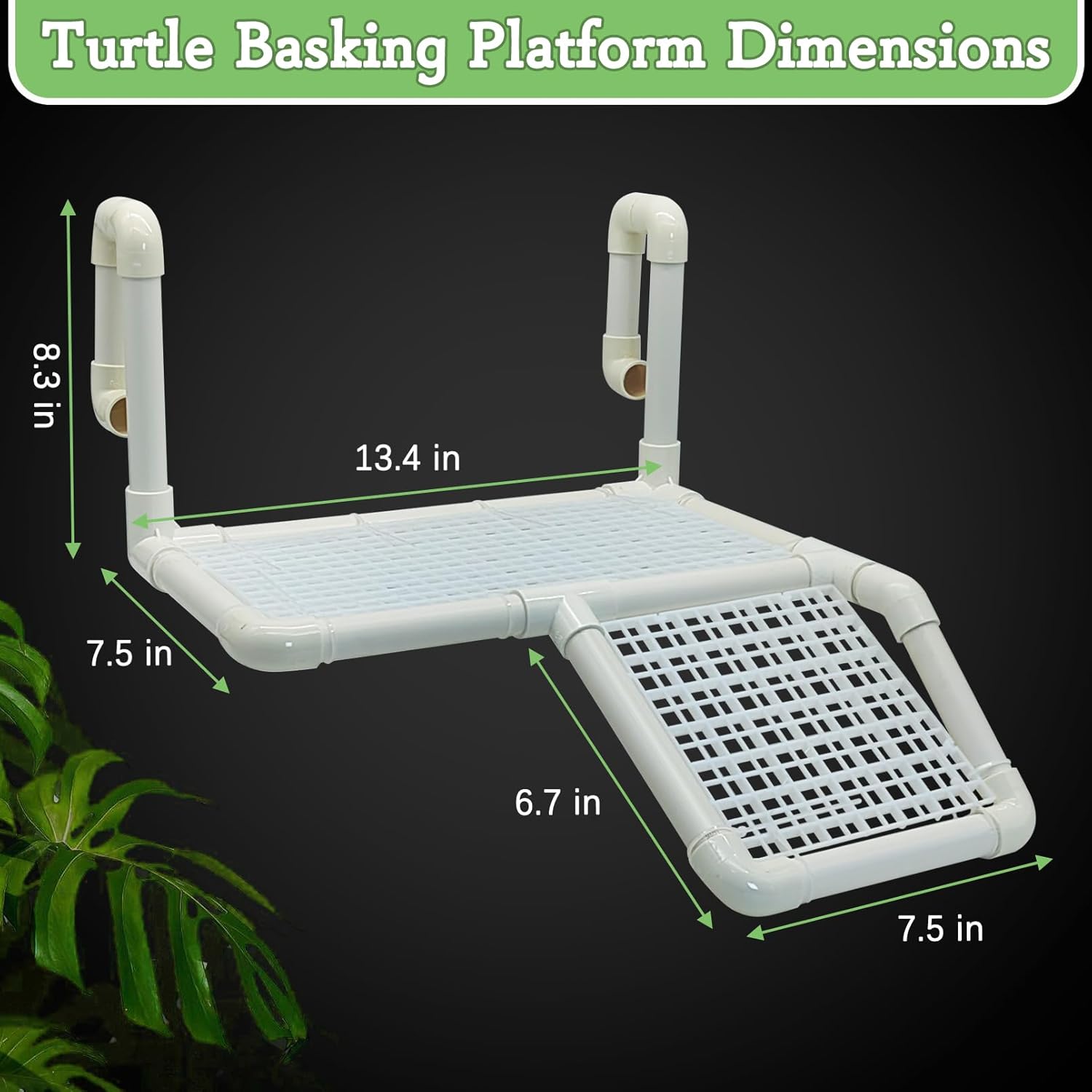 Fhiny Hanging Turtle Basking Platform, Plastic Turtle Dock Basking Area Reptile Floating Dock Climbing Ramp for Aquatic Turtles Tortoise Tank Accessories Decor for Lizard Gecko Hermit Crab