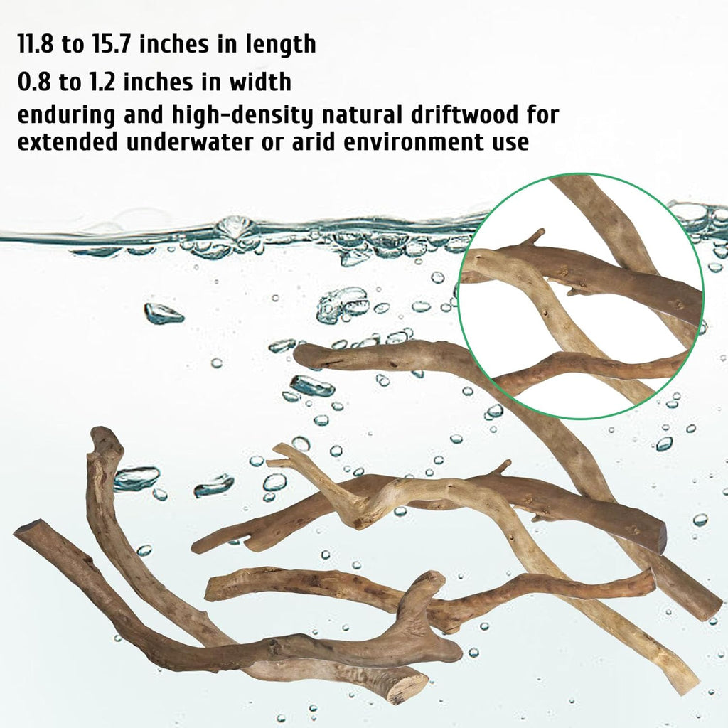kathson Natural Driftwood for Aquarium, Red Moor Driftwood Mix 12''-16'' Long Driftwood for Decorations Aquarium Driftwood Assorted Shapes Natural Aquarium Decor Driftwood (350g, Coarse Branches)
