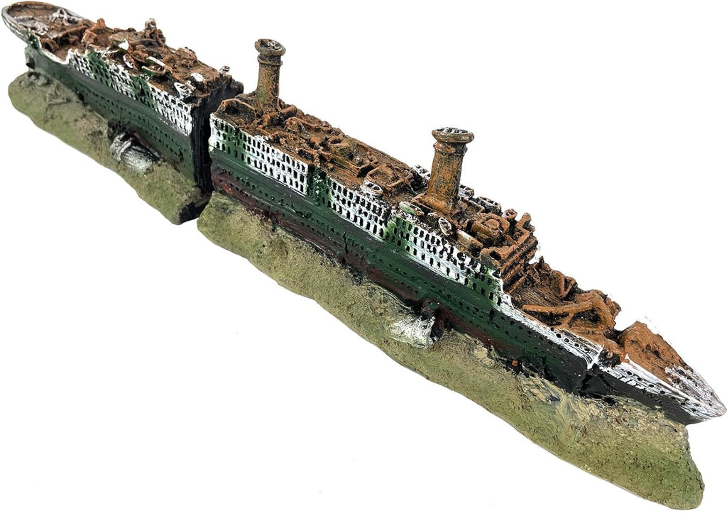 Aquarium Titanic Shipwreck Ornament - Aquarium Small Decor Cave for Fish Tank,Aquarium Small Sunken Ship Ornament Fishtank Decoration for Fishtank - 14.2 Inches Long