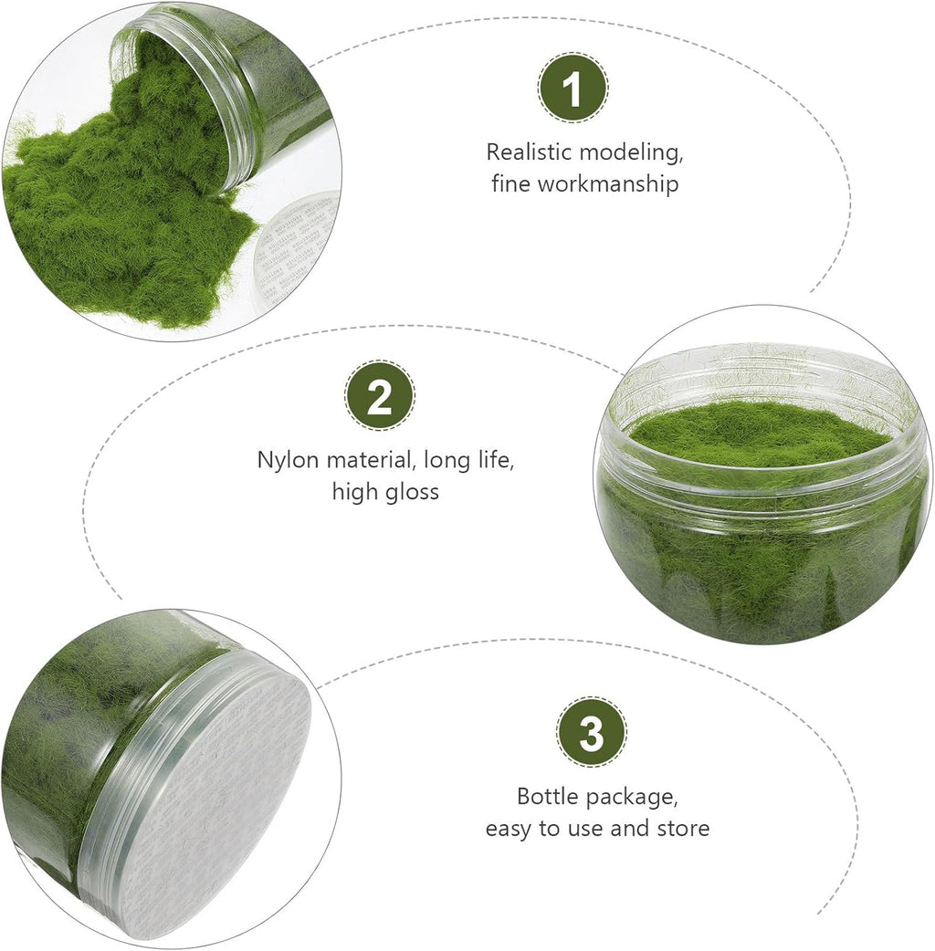 Nylon Simulated Moss, 650ml Artificial Grass Powder Flocking Powder, Fake Green Moss for Mini Indoor Flowers and Plant Pots, Fake Static Grass for DIY Mini Fairy Garden Decoration